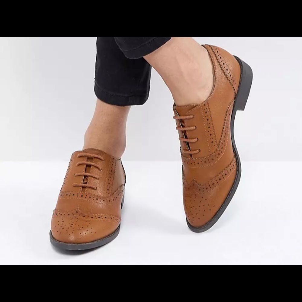 ASOS Design Manic Flat Tan Brogues/Oxfords